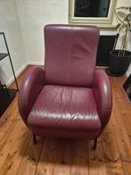 Leren fauteuil in bordeaux rood, Ophalen, Gebruikt, 50 tot 75 cm, Leer