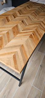 Houten eettafel met visgraatmotief, Huis en Inrichting, Ophalen, Teakhout, 200 cm of meer, 50 tot 100 cm