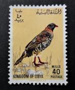Libië - vogel - Alectoris barbara - 40 Mills 1965, Postzegels en Munten, Ophalen of Verzenden, Overige thema's