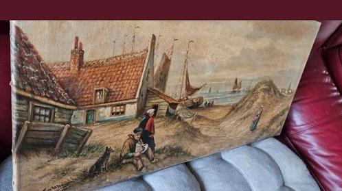 GESIGN D.KUBBE Uit erfenis 80x40cm opdoek  SCHEVENINGEN OUD, Antiek en Kunst, Kunst | Schilderijen | Klassiek, Ophalen