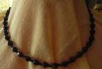 Ketting - Vintage zwarte jet/glas kralen, Ophalen of Verzenden, Nieuw, Zwart, Steen of Mineraal