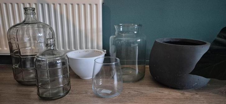 Diverse Bloempotten & Vazen - Set, Huis en Inrichting, Woonaccessoires | Vazen, Gebruikt, Overige kleuren, Minder dan 50 cm, Glas