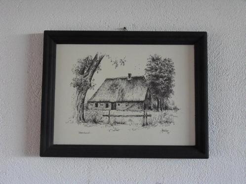 Pentekening van Koster uit 1979, oud huisje in Udenhout, Huis en Inrichting, Woonaccessoires | Schilderijen, Tekeningen en Foto's