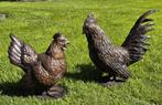 HAAN EN HEN / Tuinbeeld / Setprijs / Brons/ Kippen, Dierenbeeld, Nieuw, Info@huisentuindecoratiemarie.nl, Huis en tuin decoratie marie