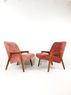 2 vintage fauteuils roze nieuw gestoffeerd | dames fauteuils, -, -, 75 tot 100 cm, Ophalen of Verzenden