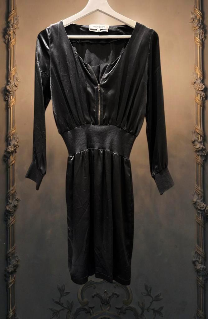 Yves Saint Laurent Zijde Jurk, Kleding | Dames, Jurken, Gedragen, Maat 36 (S), Zwart, Boven de knie, Ophalen of Verzenden