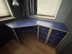 Hoekbureau Robin - IKEA donkerblauw met twee ladekastjes, Huis en Inrichting, Ophalen, Zo goed als nieuw, Bureau