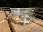 Vintage Franse Pyrex schaal met verzilverde houder, Gebruikt, Ophalen of Verzenden, Overige stijlen, Glas