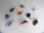 9 zilveren vintage hangers met edelsteen / natuursteen, Ophalen of Verzenden