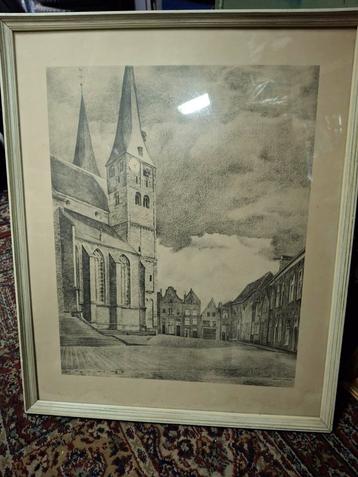 Tekening Bergkerk Deventer - Van den Dool beschikbaar voor biedingen