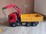 Bruder vrachtwagen met kraan en kiepkar, Kinderen en Baby's, Speelgoed | Speelgoedvoertuigen, Ophalen, Zo goed als nieuw