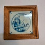 Delfts Blauw Tegeltje in Houten Lijst, Antiek en Kunst, Antiek | Wandborden en Tegels, Ophalen of Verzenden