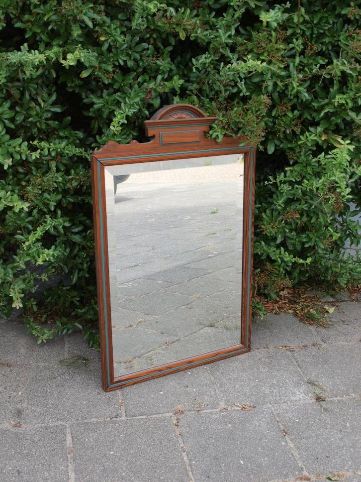 Spiegel. Originele halspiegel met opzetstuk, Antiek en Kunst, Antiek | Spiegels, 50 tot 100 cm, Minder dan 100 cm, Rechthoekig
