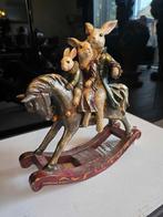 Vintage Konijn Familie op Schommelpaard Ornament, Ophalen of Verzenden, Nieuw