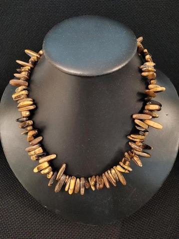 Vintage ketting natuurlijke tijgeroog edelsteen kralen  beschikbaar voor biedingen