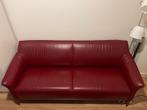 Leolux leren bank rood, Ophalen, Tweepersoons, Zo goed als nieuw, Rechte bank