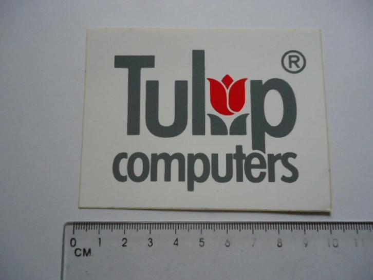 sticker oud TULIP COMPUTER origineel pc retro nl ibm amersfo, Verzamelen, Stickers, Zo goed als nieuw, Bedrijf of Vereniging, Verzenden