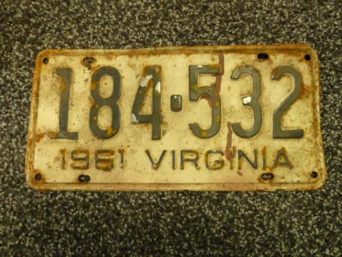 Kentekenplaat licenseplate Virginia 1961 USA, Verzamelen, Automerken, Motoren en Formule 1, Gebruikt, Auto's, Verzenden