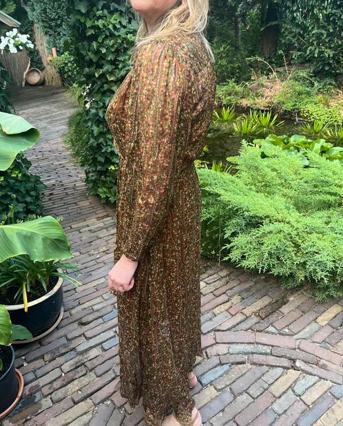 DANTE6 lange jurk zgan goud/bruin fel roze/groen mt3 mt36/38, Kleding | Dames, Jurken, Zo goed als nieuw, Maat 36 (S), Onder de knie