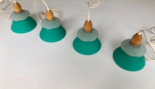 4 jaren 80 hanglampen, Huis en Inrichting, Lampen | Hanglampen, Zo goed als nieuw, Minder dan 50 cm, Hout, Ophalen of Verzenden