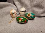 Set van 4 vintage handbeschilderde beschilderde paaseieren, Ophalen of Verzenden, Zo goed als nieuw