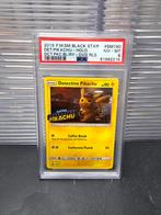 2019 Black Star Promo Detective Stamp Pikachu #SM190 PSA 8, Ophalen of Verzenden, Losse kaart, Zo goed als nieuw