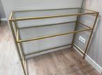 Sidetable goud, Ophalen, Glas, Zo goed als nieuw, 25 tot 50 cm