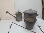 Vintage zinken grote pan emmer en gieter, Tuin en Terras, Gieters, Ophalen of Verzenden, Zo goed als nieuw