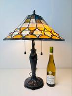 Grote Tiffany stijl tafellamp art deco met trekkoord, Ophalen of Verzenden