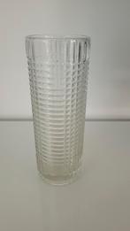 Vintage cilindervaas met wafelrelief, Huis en Inrichting, Minder dan 50 cm, Glas, Gebruikt, Ophalen of Verzenden
