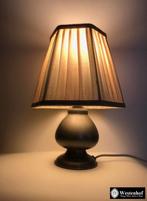 Brocante tafellamp tinnen lampvoet antiek klassiek lampenkap, Gebruikt, Verzenden, Antiek / klassiek, Stof