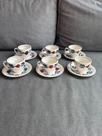 Boerenbont 6 kopjes en schoteltjes, Antiek en Kunst, Antiek | Servies los, Ophalen