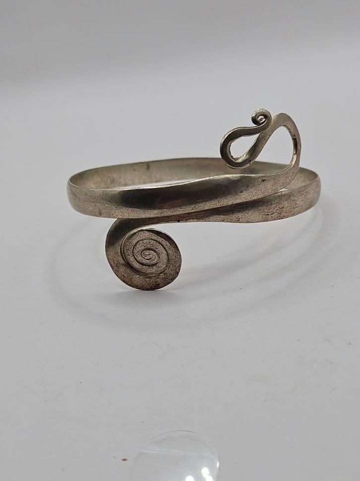 Antieke Zilveren Slavenarmband, Sieraden, Tassen en Uiterlijk, Armbanden, Gebruikt, Zilver, Zilver, Ophalen of Verzenden