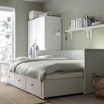 Ikea Hemnes bed compleet met 3lades en lattenbodem., Eenpersoons, Met 3 lades en extra bed voor logé, Wit, Zo goed als nieuw
