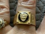 Vintage gouden ring Versace Medusa Zwart Onyx 14 kar goud, Sieraden, Tassen en Uiterlijk, Ringen, 19 tot 20, Ophalen of Verzenden
