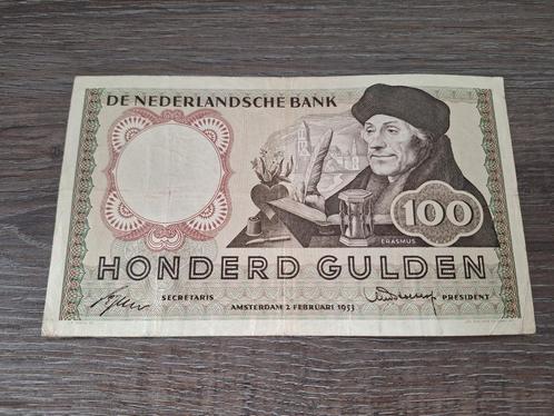Biljet 100 gulden Erasmus, 1953, Postzegels en Munten, Bankbiljetten | Nederland, 100 gulden, Ophalen of Verzenden