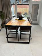 Industriële Eetkamer Tafel (Mango Hout), Huis en Inrichting, Complete eetkamers, Ophalen, Zo goed als nieuw