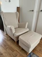 Ikea Strandmon Oorfauteuil + voetenbank beige. Moet zsm weg!, Huis en Inrichting, Fauteuils, Ophalen, Gebruikt, 75 tot 100 cm