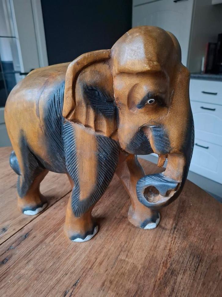 Houten Olifant - 35cm, Antiek en Kunst, Kunst | Beelden en Houtsnijwerken, Ophalen of Verzenden