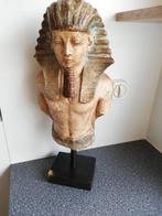 Beeld egypte Toetanchamon op voetstuk gips, Antiek en Kunst, Kunst | Beelden en Houtsnijwerken, Ophalen
