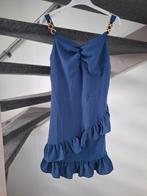 Blauwe jurk met ruches - Maat L, Blauw, Maat 42/44 (L), Ophalen of Verzenden, Boven de knie