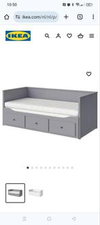 HEMNES bedbank met 3 lades/2matrassen, grijs, 80x200, Huis en Inrichting, Slaapkamer | Slaapbanken, 80 cm, Grijs, Gebruikt, Ophalen