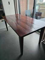Mooie donkere eettafel met 2 lades, Ophalen, 50 tot 100 cm, Zo goed als nieuw, 150 tot 200 cm