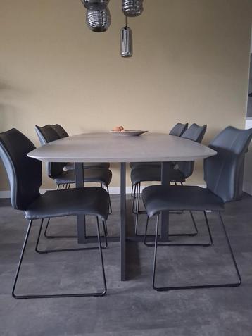 Lederland Bali 6 Eetkamerstoelen - Donkerblauw Leer beschikbaar voor biedingen