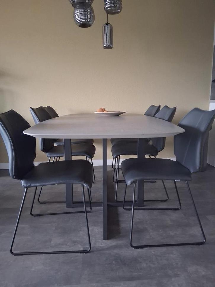 Lederland Bali 6 Eetkamerstoelen - Donkerblauw Leer, Huis en Inrichting, Stoelen, Zo goed als nieuw, Vijf, Zes of meer stoelen