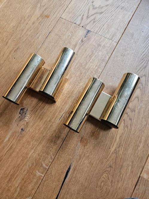 Vintage jaren 70 messing wand lampjes, Huis en Inrichting, Lampen | Wandlampen, Gebruikt, Ophalen of Verzenden