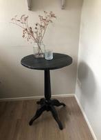 Vintage bijzettafel, bistrotafel, eettafel mat zwart, Ophalen, Minder dan 55 cm, Rond, Zo goed als nieuw
