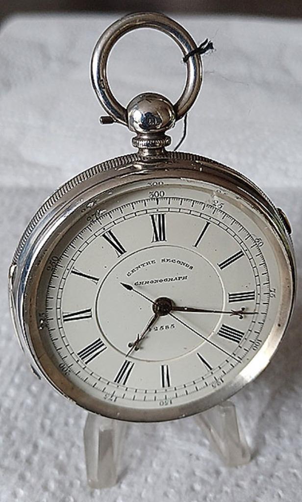 Zilveren snek/chrono (doktershorloge) uit 1893, Antiek en Kunst, Antiek | Klokken, Ophalen of Verzenden