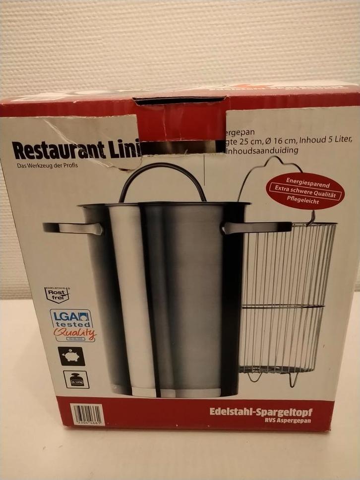 Nieuwe RVS Aspergepan - Restaurant Line, Huis en Inrichting, Keuken | Potten en Pannen, Nieuw, Kookpan of Snelkookpan, Rvs, Inductieplaat