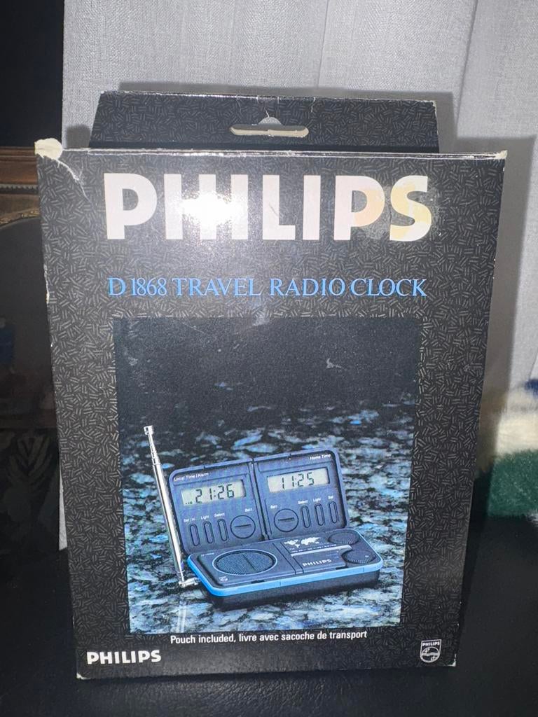 Nieuw Vintage Philips Travel Radio Clock in doos, Ophalen of Verzenden, Nieuw